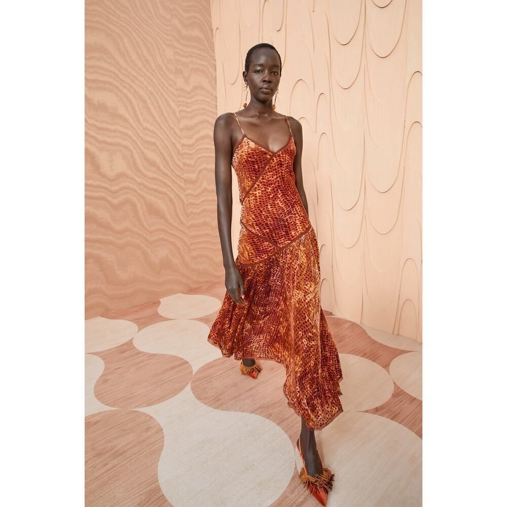 Ulla Johnson Elodie Brown Velvet Midi Dress US8 - Picture 1 of 10